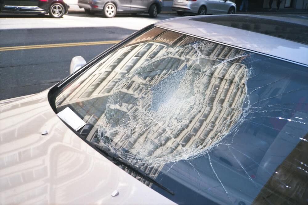 smashed windshield